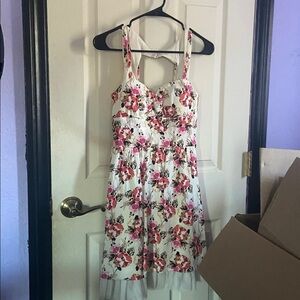 vintage dELiA*s pink + white floral sleeveless dress (s: 3)